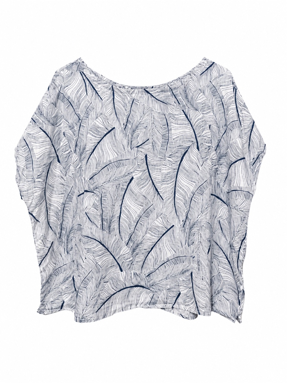 Tahari 100% Linen Leaf Print Button Front Blouse – Women’s XL